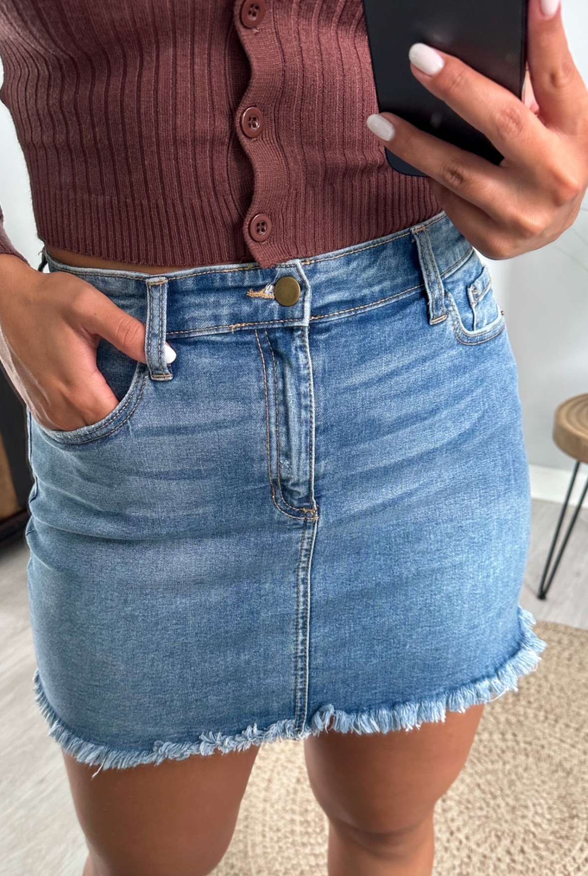 Celine Midi Denim Skirt