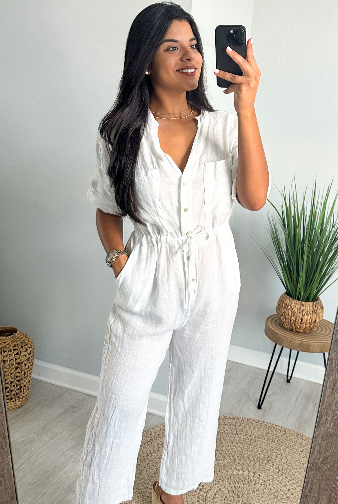 White Linen Jumpsuit